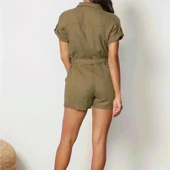 NWOT MICHAEL STARS Finn linen romper small - Picture 2 of 5